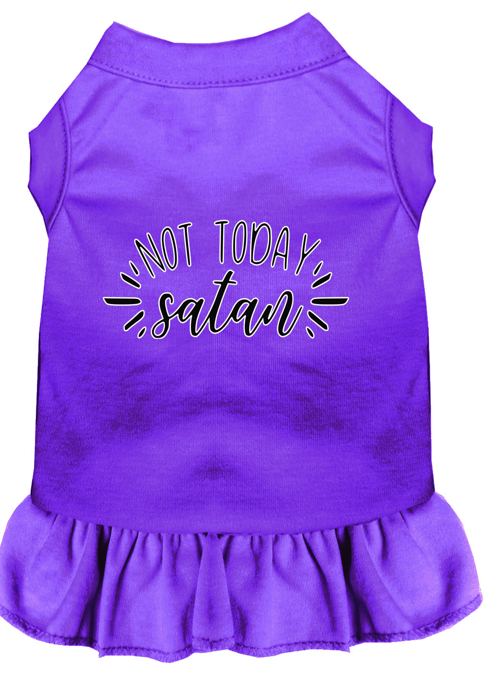 Not Today Satan Screen Print Dog Dress Purple XXXL